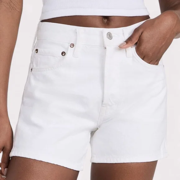 AGOLDE Parker Long Short Sz 29 White Denim Clean HemEuro Summer Aesthetic